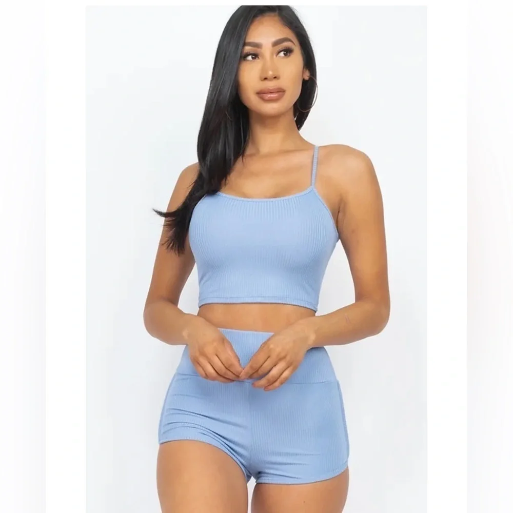 CAPELLA Ladies' Pink Ribbed Cami & Shorts Set - Picture 4 of 8